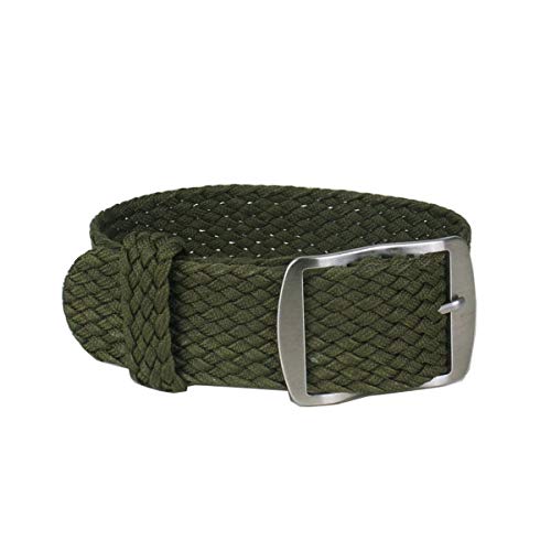 Solid Color Perlon Woven Nylon-Uhrenarmband 16mm 18mm 20mm 22mm Armband Stoff gewebt Armband Band Schnalle Gürtel Schwarz Blau Uhrenarmband Grün,16mm von Cplly