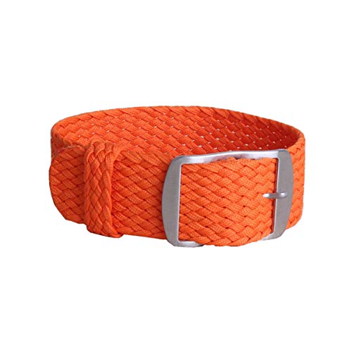 Solid Color Perlon Woven Nylon-Uhrenarmband 16mm 18mm 20mm 22mm Armband Stoff gewebt Armband Band Schnalle Gürtel Schwarz Blau Uhrenarmband Orange,18mm von Cplly