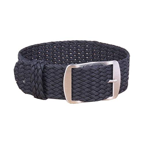 Solid Color Perlon Woven Nylon-Uhrenarmband 16mm 18mm 20mm 22mm Armband Stoff gewebt Armband Band Schnalle Gürtel Schwarz Blau Uhrenarmband Schwarz,20mm von Cplly