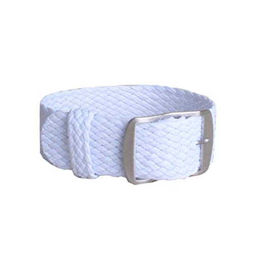 Solid Color Perlon Woven Nylon-Uhrenarmband 16mm 18mm 20mm 22mm Armband Stoff gewebt Armband Band Schnalle Gürtel Schwarz Blau Uhrenarmband Weiß,20mm von Cplly