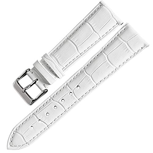 Uhren Zubehör 12mm-22mm Uhrenarmbänder Uhrenarmband Leder-Armband-Uhrenarmband-Weiß, 22mm von Cplly