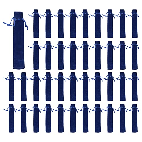 Cpolebev 50 StüCk Blau Samt Federbeutel HüLle Inhaber Einzelne Stift Tasche Fall Bleistiftbeutel von Cpolebev