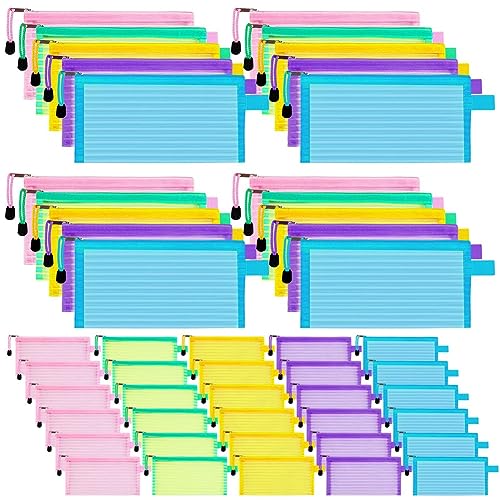 Cpolebev 50er-Pack Schulbedarf, Netzbeutel mit Reißverschluss, Federmäppchen, Stifteetuis, Große Federmäppchen, Mehrzweck-Reisetaschen von Cpolebev