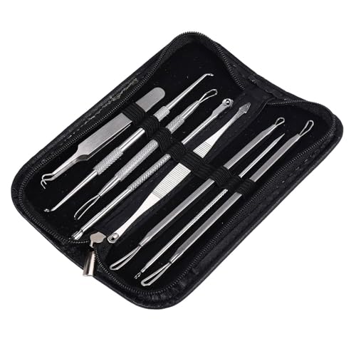 Cpolebev -Entferner Werkzeugsatz Edelstahl Mitesser Akne Komedonen Pickel Makel Extraktor Schoenheits-Werkzeug von Cpolebev