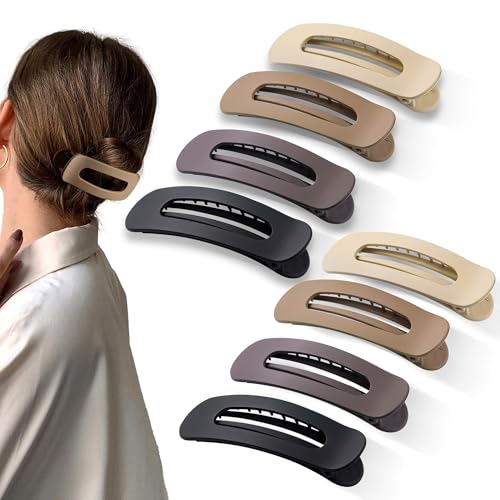 Cptots Große flache Haarspangen für Damen, flache Haarklammern für dickes, dünnes Haar, französische Seiten-Haarspangen, quadratisch, Krokodil-Haarspangen, Kaffee, Khaki, Braun, Schwarz, 8 Stück Cptots Große flache Haarspangen für Damen, flache Haarklammern für dickes, dünnes Haar, französische Seiten-Haarspangen, quadratisch, Krokodil-Haarspangen, Kaffee, Khaki, Braun, Schwarz, 8 Stück von Cptots