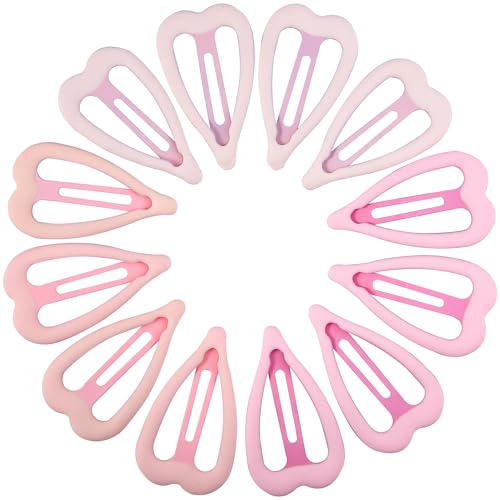 Cptots Metall-Haarspangen in Herzform, für Damen, rutschfeste Haarspangen für dickes und dünnes feines Haar, Rosa, 4,8 x 2,8 cm, 12 Stück von Cptots