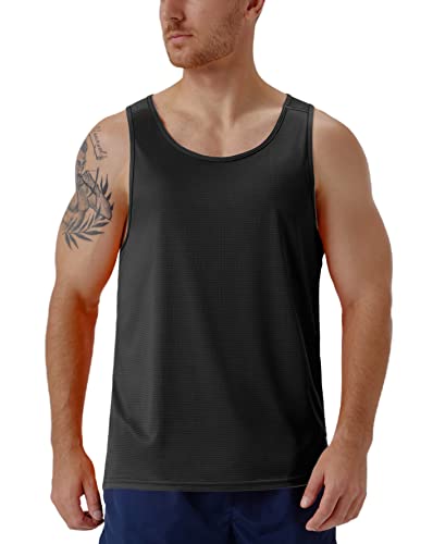 CQC Ärmelloses Herren-Shirt, Fitnessstudio, Workout, Laufen, schnell trocknend, Tank-Top, Strand, Schwimmen, Muskel, Athletic Shirt, schwarz, 5X-Groß von CqC