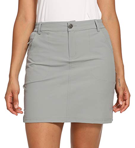 CQC Damen Outdoor UPF 50+ Golf Skort Casual Active Röcke eingebaute Shorts mit Taschen, grau, Groß von CqC