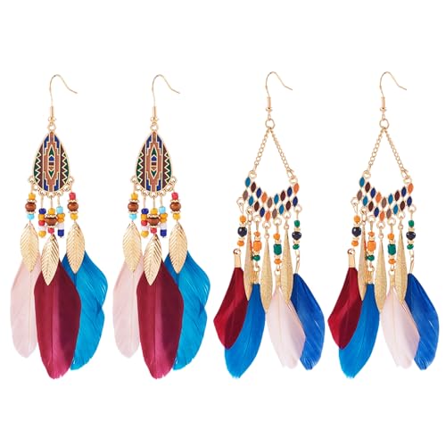 Crafans Feder baumeln Ohrringe Bohemian Feder Ohrring Französische Stile Ohrring Vintage für Frauen Mädchen, Federn Crafans Feder baumeln Ohrringe Bohemian Feder Ohrring Französische Stile Ohrring Vintage für Frauen Mädchen, Federn von Crafans