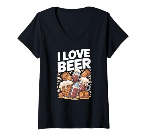 Damen Ich Liebe Bier, Spaß am Brauen, Leidenschaft, Design T-Shirt mit V-Ausschnitt Damen Ich Liebe Bier, Spaß am Brauen, Leidenschaft, Design T-Shirt mit V-Ausschnitt von Craft Beer Enthusiast Avid Brewer