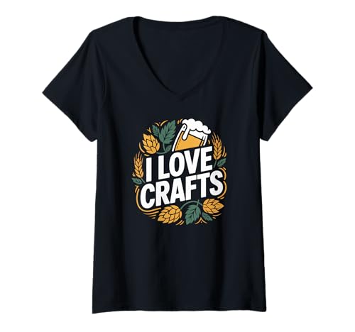 Damen Ich Liebe Crafts Hops Beer Enthusiast T-Shirt mit V-Ausschnitt Damen Ich Liebe Crafts Hops Beer Enthusiast T-Shirt mit V-Ausschnitt von Craft Beer Enthusiast Hops Beer