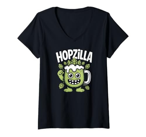 Damen Hopzilla Craft Beer Hops Monster IPA Ale Humor T-Shirt mit V-Ausschnitt Damen Hopzilla Craft Beer Hops Monster IPA Ale Humor T-Shirt mit V-Ausschnitt von Craft Beer Hops Monster IPA Ale Hopzilla