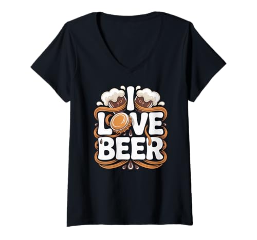Damen Ich Liebe Beer Enthusiast Delight T-Shirt mit V-Ausschnitt von Craft Brew Enthusiast Expression