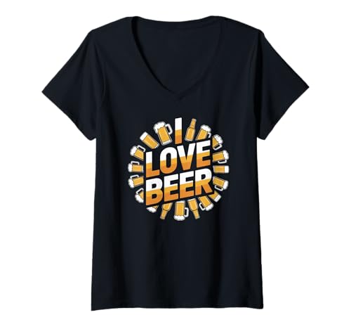 Damen Ich Liebe die Lieblingsbraugrafiken von Bierliebhabern T-Shirt mit V-Ausschnitt Damen Ich Liebe die Lieblingsbraugrafiken von Bierliebhabern T-Shirt mit V-Ausschnitt von Craft Brew Enthusiasts Celebrating Ale Fans