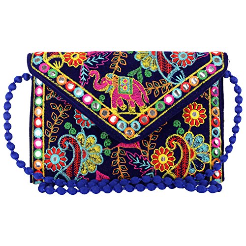 Craft Trade Blaue Clutch-Taschen für Frauen – handbestickte Rajasthani-Mini-Umhängetaschen für Damen als Hochzeits-Party-Geschenke von Craft Trade