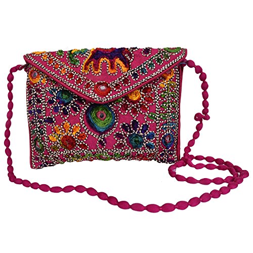 Craft Trade Rosa Clutch-Taschen für Frauen – Rajasthani handbestickte Mini-Umhängetasche Damen-Cluches für Hochzeits-Party-Geschenke von Craft Trade