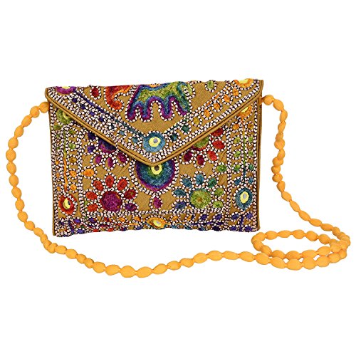 Craft Trade Gelb Clutch-Taschen für Frauen – Rajasthani handbestickte Mini-Umhängetasche Damen-Cluches für Hochzeits-Party-Geschenke von Craft Trade