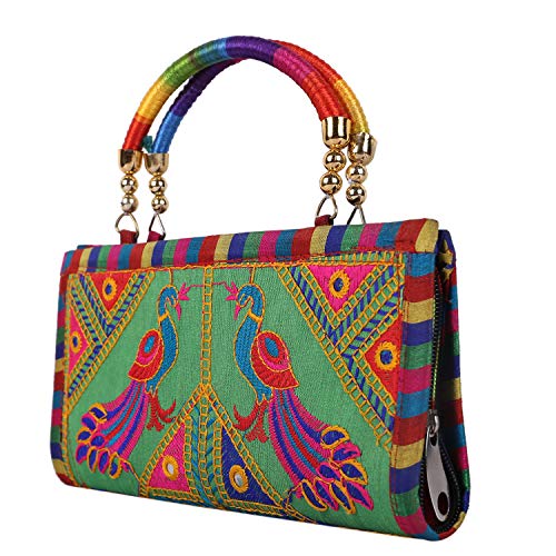Craft Trade Rajasthani Mini Clutch-Taschen für Frauen Indisch Jaipuri-Kunst Clutch Handtasche für Damen Handbestickte Clutch Umhängetasche für Hochzeits Party und Geschenke - Grün Bestickt Craft Trade Rajasthani Mini Clutch-Taschen für Frauen Indisch Jaipuri-Kunst Clutch Handtasche für Damen Handbestickte Clutch Umhängetasche für Hochzeits Party und Geschenke - Grün Bestickt von Craft Trade
