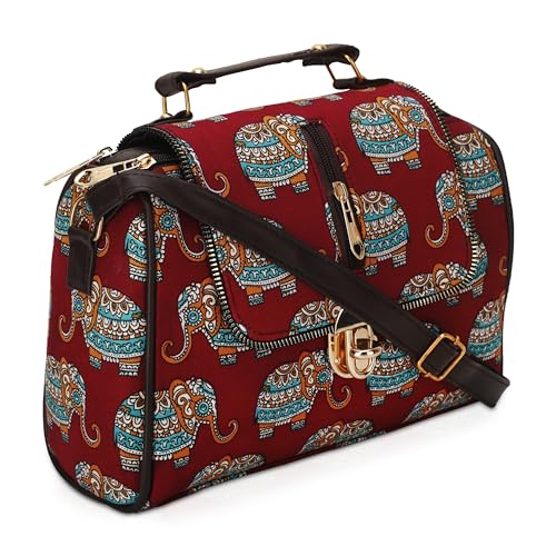 Craft Trade Rajasthani Mini Clutch-Taschen für Frauen Indisch Jaipuri-Kunst Handtasche für Damen Handbestickte Clutch Umhängetasche für Hochzeits Party und Geschenke - Rot Bestickt von Craft Trade