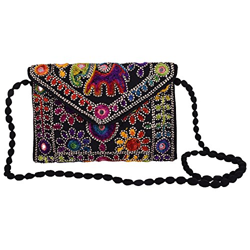 Craft Trade Schwarz Clutch-Taschen für Frauen – handbestickte Rajasthani-Mini-Umhängetaschen für Damen als Hochzeits-Party-Geschenke von Craft Trade