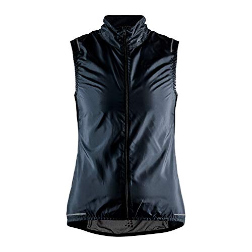 Craft ADV Essence Light Wind Vest W Black L - Fahrradweste Damen ultraleicht winddicht wasserabweisend atmungsaktiv reflektierend Packable Rennrad Weste Sommer Laufweste Outdoor von Craft