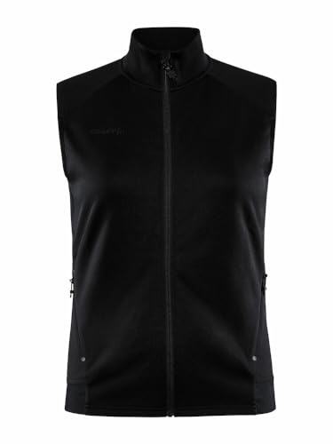 Craft ADV UNIFY VEST | Damen Weste M | Black | Leichte Weste Damen aus Recycling Polyester | Laufweste Damen | Mit Kragen | 2 Taschen | Damen Weste Sommer leicht von Craft