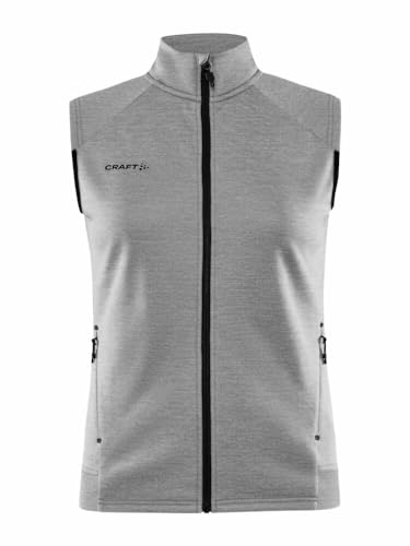 Craft ADV UNIFY VEST | Damen Weste XXL | Grey Melange | Leichte Weste Damen aus Recycling Polyester | Laufweste Damen | Mit Kragen | 2 Taschen | Damen Weste Sommer leicht von Craft