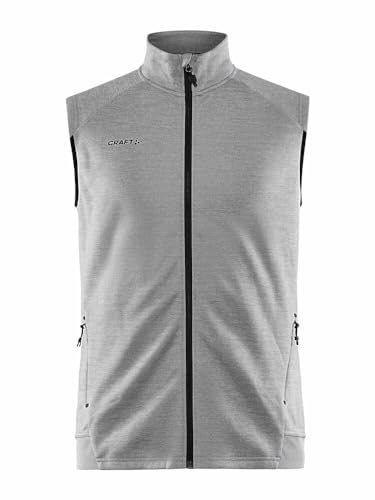 Craft ADV UNIFY VEST | Herren Weste L | Grey Melange | Leichte Weste Herren aus Recycling Polyester | Laufweste Herren | Mit Kragen | 2 Taschen | Herren Weste OutdoorM von Craft