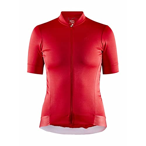 Craft CORE Essence Damen Fahrradtrikot 3XL Bright Red – Funktionsshirt eng anliegend, atmungsaktiv & weich – Kurzarm Sportshirt mit Reißverschluss & Rückentaschen von Craft