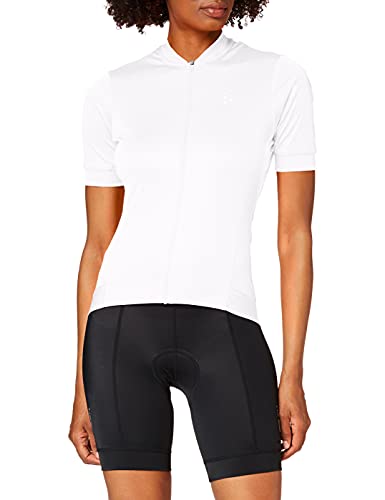 Craft CORE Essence Damen Fahrradtrikot XS Weiß – Funktionsshirt eng anliegend, atmungsaktiv & weich – Kurzarm Sportshirt mit Reißverschluss & Rückentaschen von Craft