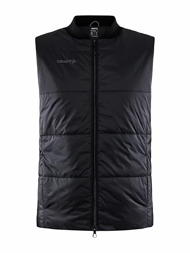 Craft CORE LIGHT PADDED VEST | Herren Weste L | Blaze |Wärmende Weste mit leichter Wattierung | Laufweste Herren aus recyceltem Polyester | Ripstrikkragen | Reißverschlusstaschen | Steppweste Herren von Craft