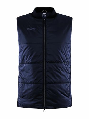 Craft CORE LIGHT PADDED VEST | Herren Weste S | Blaze |Wärmende Weste mit leichter Wattierung | Laufweste Herren aus recyceltem Polyester | Ripstrikkragen | Reißverschlusstaschen | Steppweste Herren von Craft