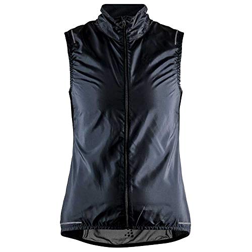 Craft ADV Essence Light Wind Vest W Black XS - Fahrradweste Damen ultraleicht winddicht wasserabweisend atmungsaktiv reflektierend Packable Rennrad Weste Sommer Laufweste Outdoor von Craft