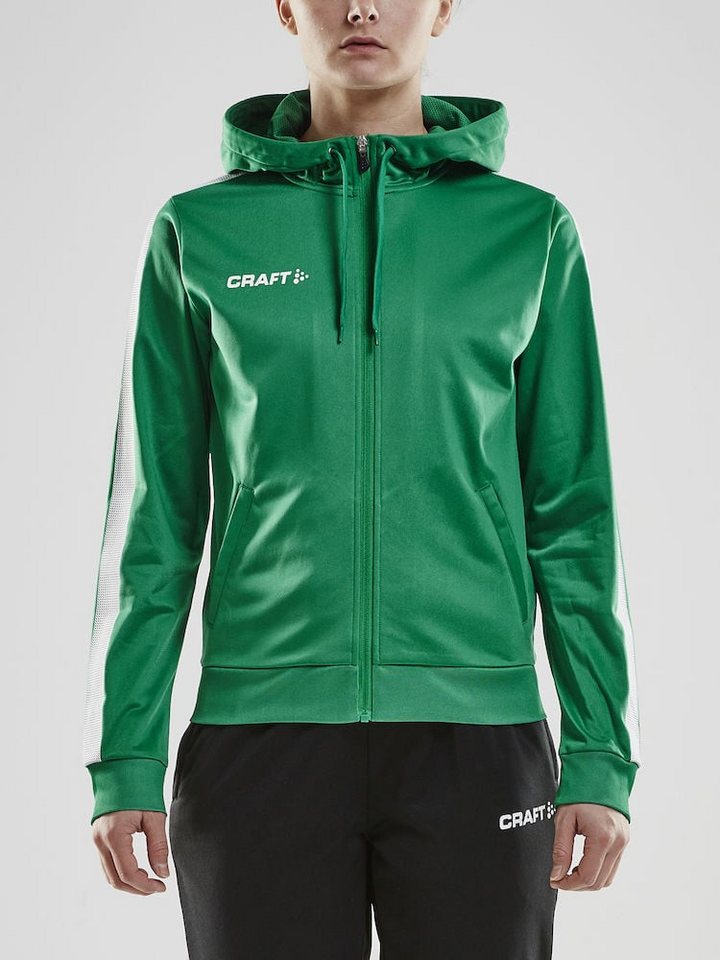 Craft Kapuzenpullover Kapuzenjacke Hoodie Fullzip Pro Control grün/weiss Damen von Craft