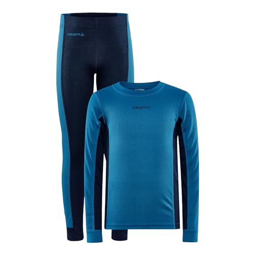 Craft Kinder Skiunterwäsche Set Thermounterwäsche Core Dry Baselayer Set Junior, Farbe:Blau, Größe:122-128, Artikel:-337396 Whale/Blaze von Craft