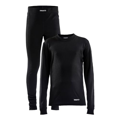 Craft Kinder Skiunterwäsche Set Thermounterwäsche Core Dry Baselayer Set Junior, Farbe:Schwarz, Größe:122-128, Artikel:-999000 Black von Craft