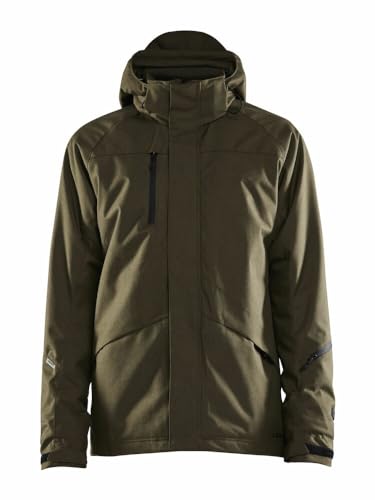 Craft MOUNTAIN PADDED Jacke Herren | L | Botanic | Wattierte Winterjacke mit hohem Kragen | abnehmbare Kapuze | Schneefang im Bund | Wasserabweisend | Winddicht | Wanderjacke Herren von Craft