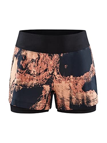 Craft Sportswear Damen ADV Essence 2-in-1 Shorts | Workout-Shorts mit Innenstrumpfhose | ideal zum Laufen, Yoga und Fitnessstudio, Glow-multi, Groß von Craft