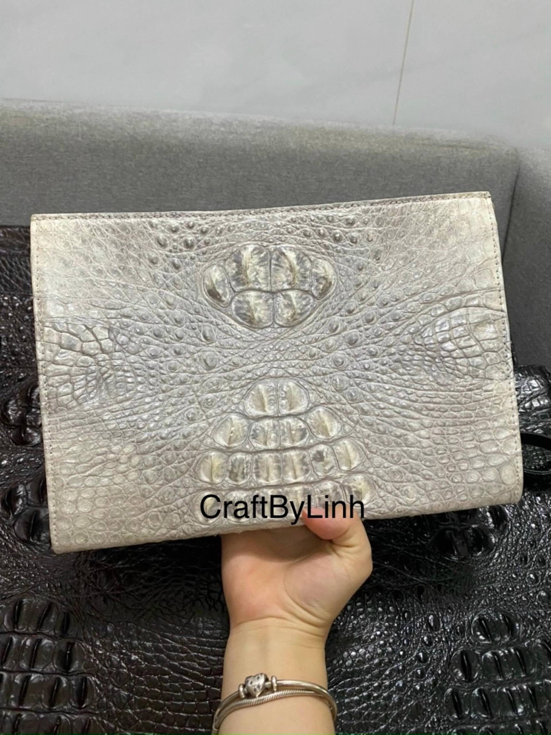 Echt Al-Li Leder Clutch Portemonnaie Herren Und Frauen 100% Handgefertigt Aus Echten Cro-Co, Taschen Geldbörsen Geldbörsen, Ipad Taschen, Geschenk von CraftByLinh