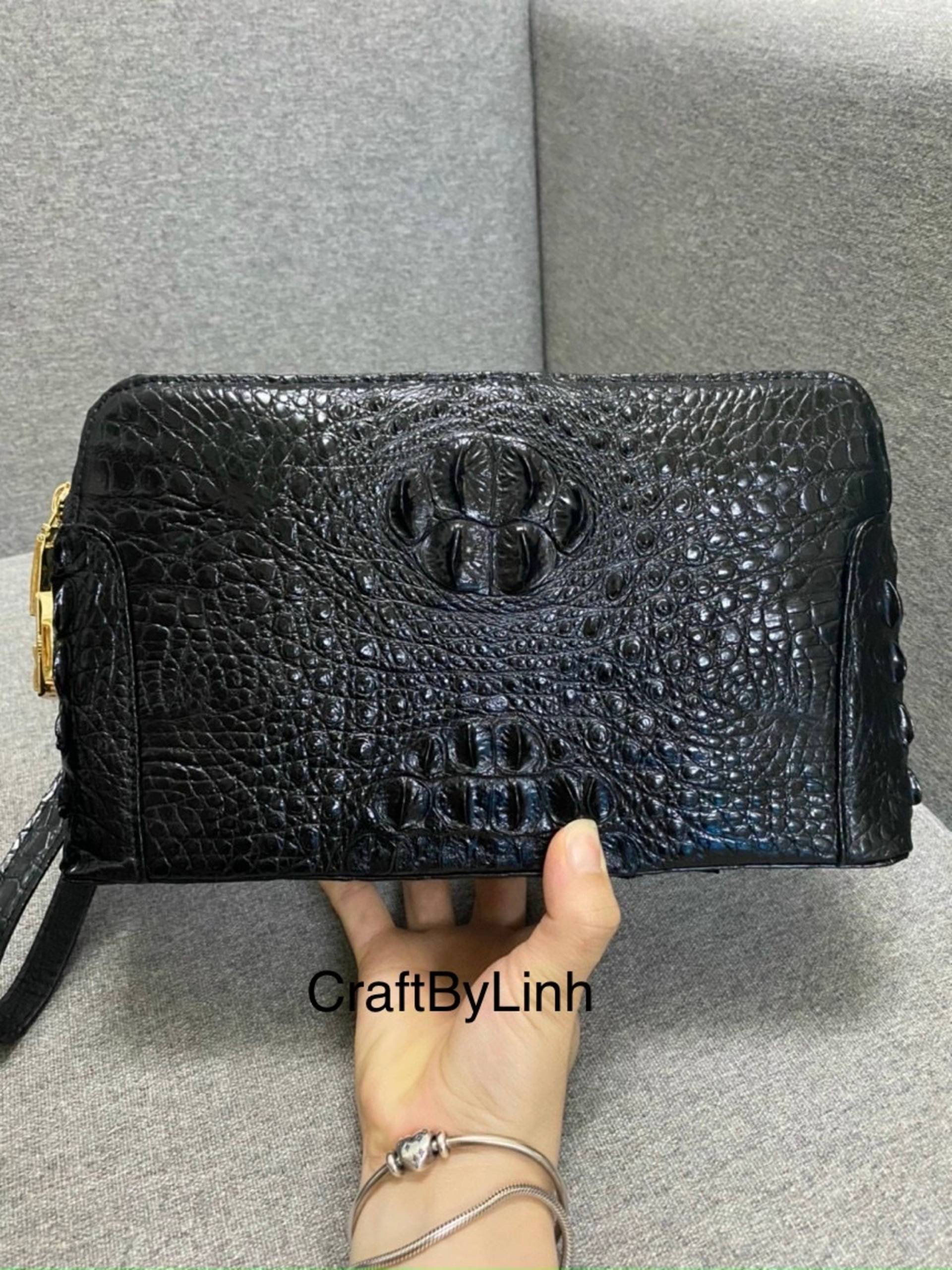 Premium Echt Al-Li Leder Clutch Portemonnaie Herren Und Frauen Mit 2 Reißverschlüssen 100% Handgefertigt Aus Echter Cro-Co Haut von CraftByLinh