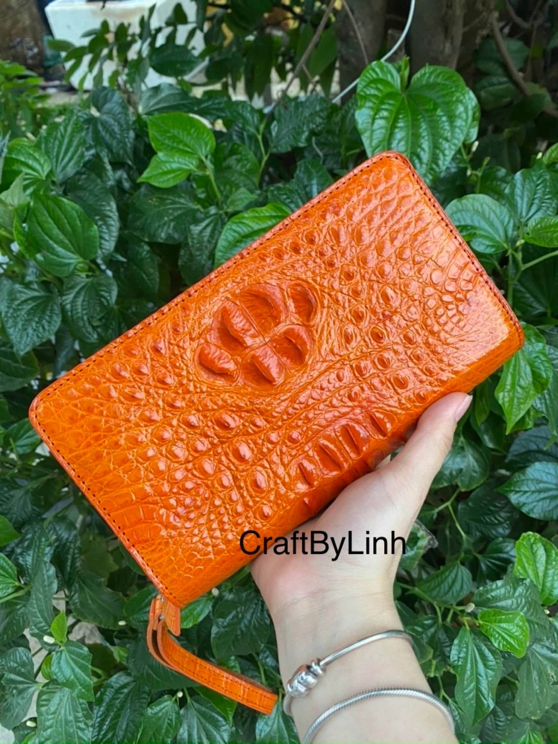 Premium Echt Al-Li Leder Clutch Portemonnaie Herren Und Frauen Mit 2 Reißverschlüssen 100% Handgefertigt Aus Echter Cro-Co Haut von CraftByLinh