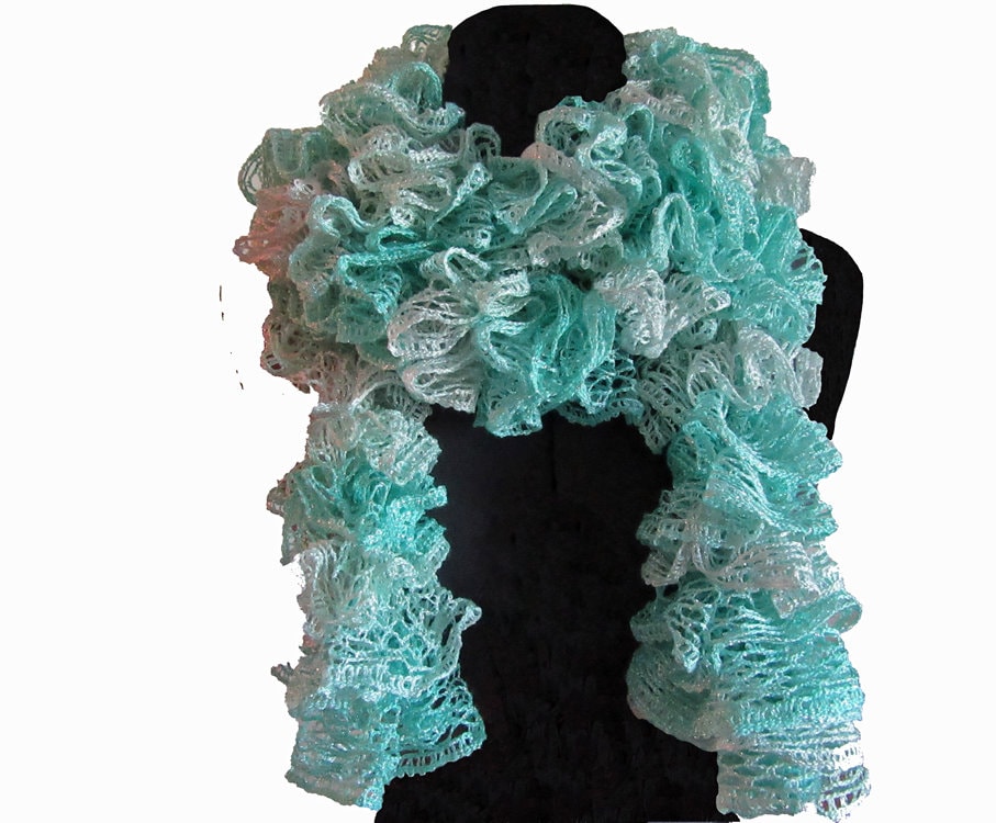 Rüschen Schal in Schönen Schattierungen Von Petrol/Mode Schal/Frauen Trendy Hals Wärmer Schal/Weiche Winter Schals/Häkeln Schals Craftcrazy4U von CraftCrazy4U