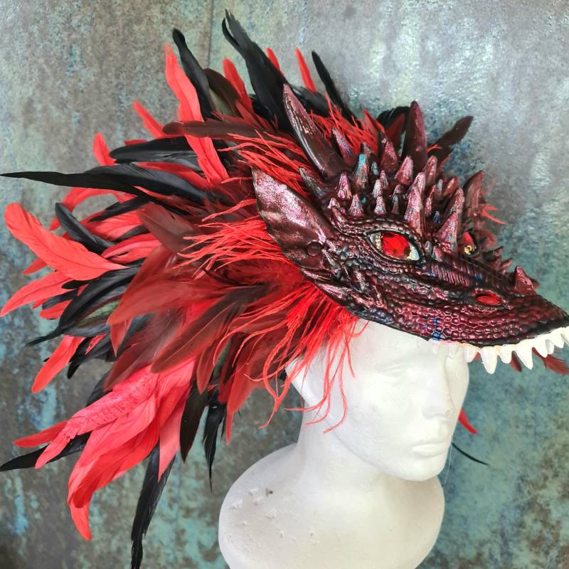Drachenkopf Krone, Feder Kopfschmuck, Schamanen Kopfschmuck von CraftExplosionCZ