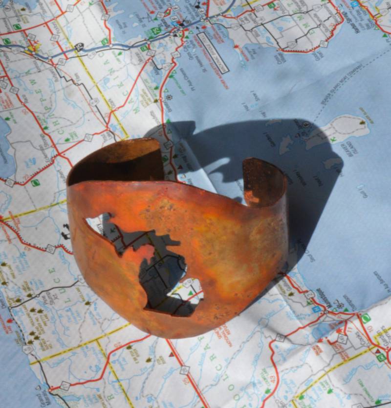 Missouri Kupfer Manschette Armband - Metall Mi Handschuh Zustand Liebe Made in Garmichigan Hand Geschnitten Im Norden Handarbeit Gemacht Great Lake von CraftHouseTC