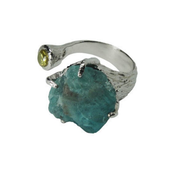 Doppel Edelstein Ring - Aquamarin & Gelb von CraftMeUp