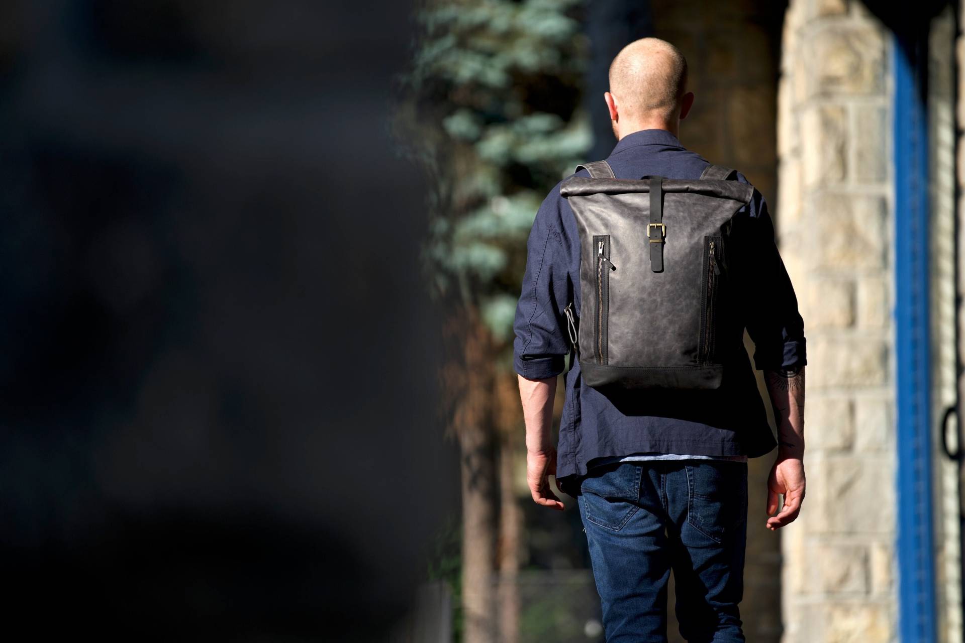 Leder-Roll-Top-Rucksack Mit Ykk-Reißverschlüssen, Personalisierter Laptop-Rucksack 14 "15" 16" Zoll, Schlanker Reiserucksack Für Männer Und von CraftStation21