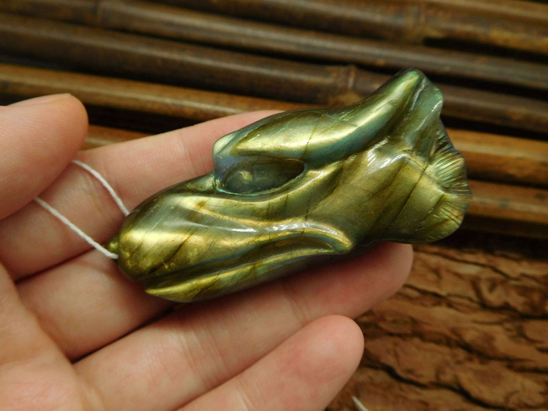 Gelbe Labradorit Schnitzen Wolf Kopf. Geschenk Für Mann Anhänger. Geschenke | C0302 von CraftStoreGoods