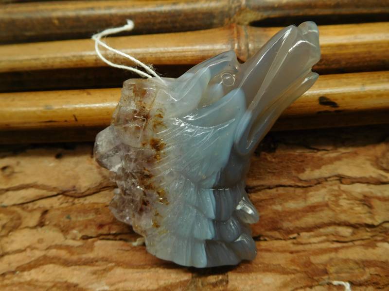 Geschnitzte Geode Achat Wolf. Wolf Schmuck. Natürliche Edelstein-Schnitzerei. Anhänger. Halskette. Schnitzerei. Schnitzerei | C1078 von CraftStoreGoods