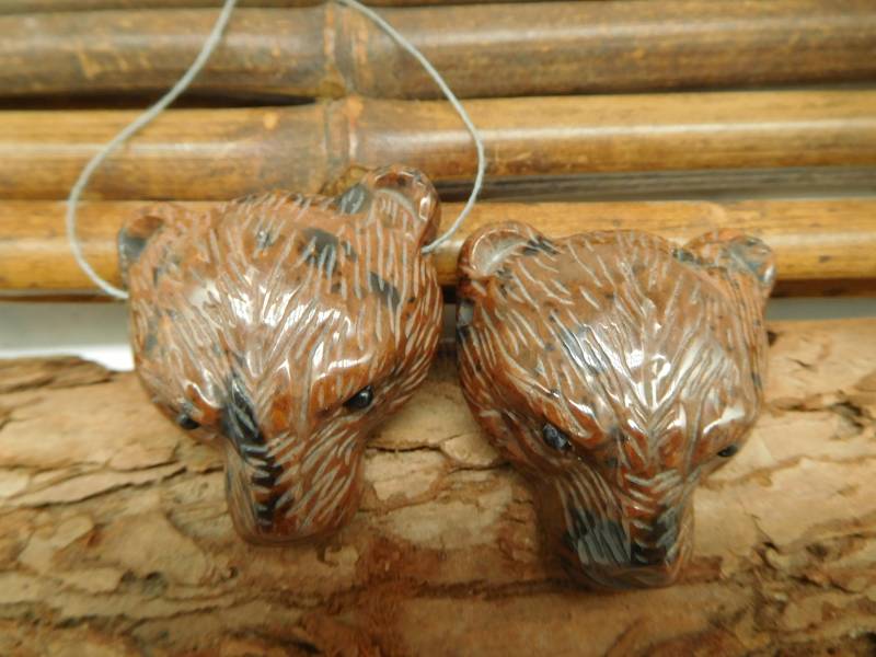 Mahagoni Obsidian Edelstein Anhänger. Schnitzerei Bär. Anhänger Schnitzen. Kristall Schnitzen Handgemachtes Geschenk. Bären | B5044 von CraftStoreGoods
