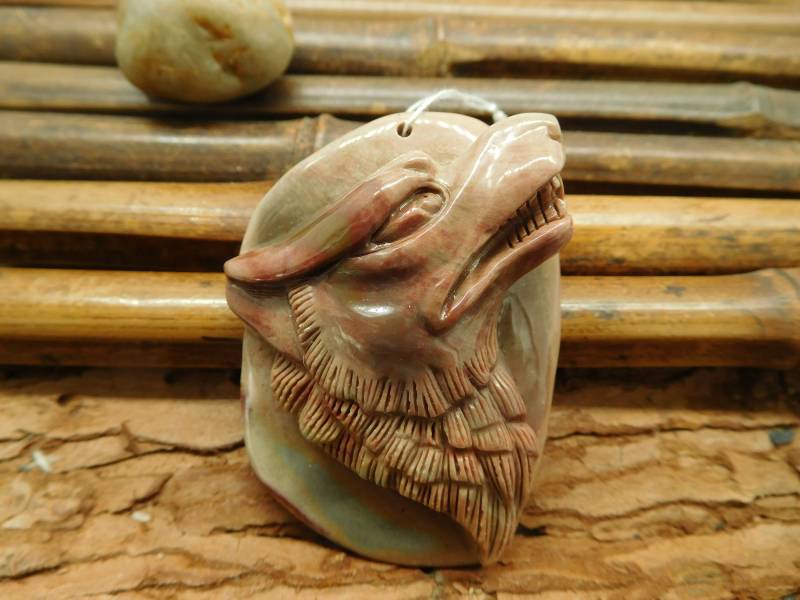Neu Geschnitzte Succor Creek Bild Jasper Wolf. Süße Wolf Anhänger. Ornament. Natürliche Edelstein-Schnitzerei. Tierfreund. Geschenk | C0650 von CraftStoreGoods